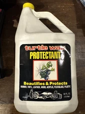 Vintage 1989 Turtle Wax Protectant 64oz Jug Classic Black Label Leather Vinyl