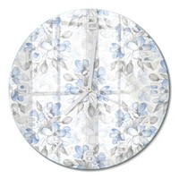 Glasuhr Runde Glas-Wanduhr Mit Leisem Uhrwerk Zarte Blumen WeißE Zeiger Fi30 Cm