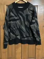 Athleta Extra Fine Merino Wool Jacquard Camo Sweater Women  s Sz Medium NEW