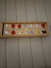 Vintage Painted Wooden Animal Dominoes Set of 28