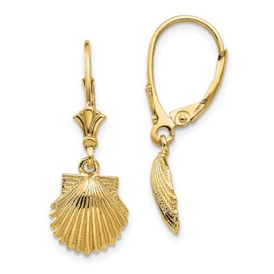 14K Gelbgold massive Jakobsmuschel Muschel Ohrhänger Ohrhänger 28mm