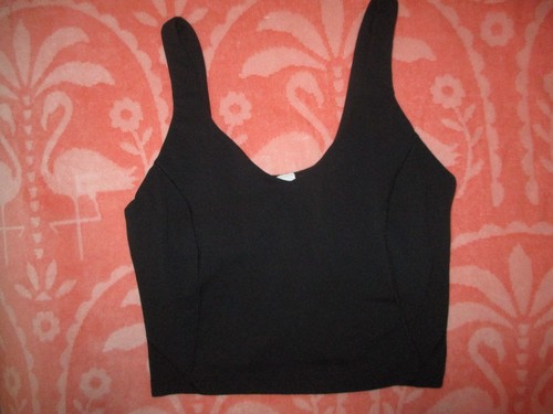 LULULEMON BLACK LINED V-NECK LONG LINE SPORTS BRA SIZE 6
