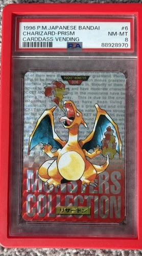 1996 Pokemon Bandai Carddass - Charizard Red Prism #6 - PSA 8