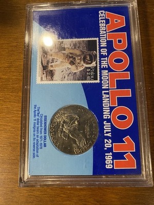 Apollo 11 Celebration Of The Moon Landing July 20, 1969 Coin and Stamp Set