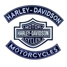 Harley-Davidson Bar  Shield Rocker Patch Set Grey  Black Sew-On / Iron-On