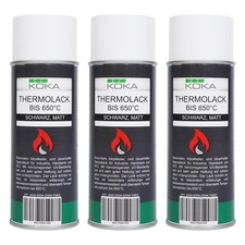 3x KOKA Thermolack schwarz bis 650°C hitzebeständig UV Schutz KFZ Auspuff Lack