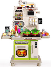 Kids Kitchen Playset, Toddler Play Kitchen Set Toys with Sound  Light, Cooking