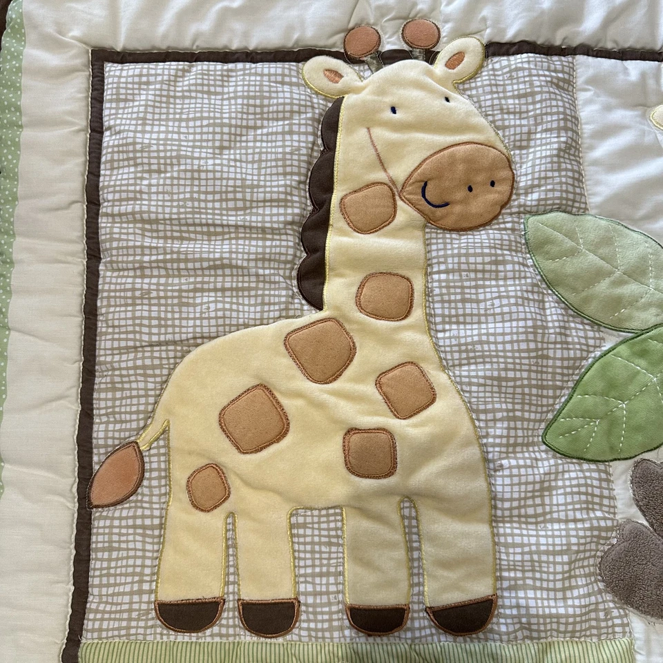 Colcha Just Born Baby animais da selva girafa macaco leão elefante 41 X 32 polegadas - Imagem 2 de 4