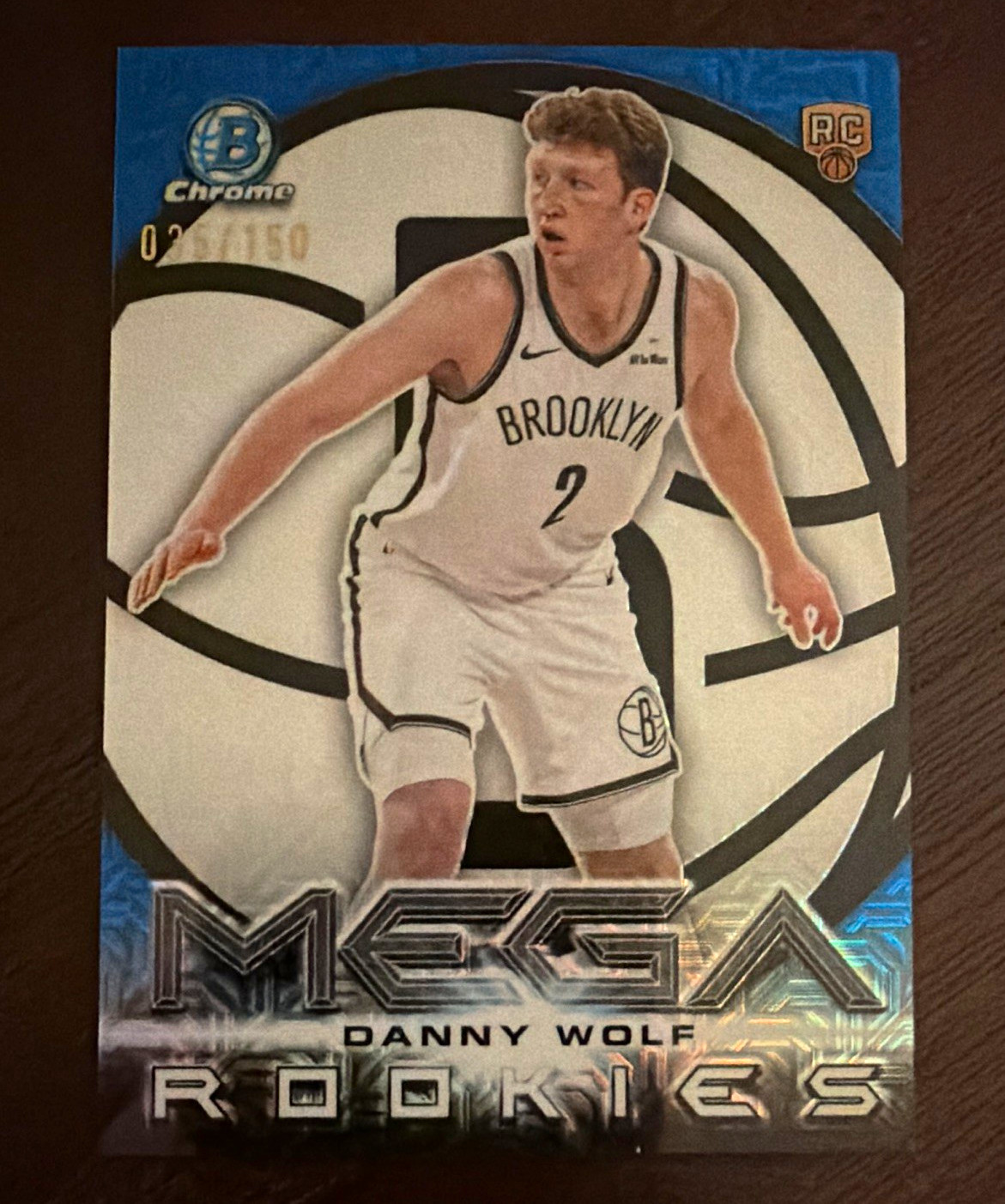 Topps 2025-26 Bowman Mega Rookies Danny Wolf Nets MR-25 Blue Mojo RC /150