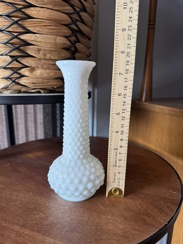 Vintage EO Brody White Milk Glass Hobnail Vase