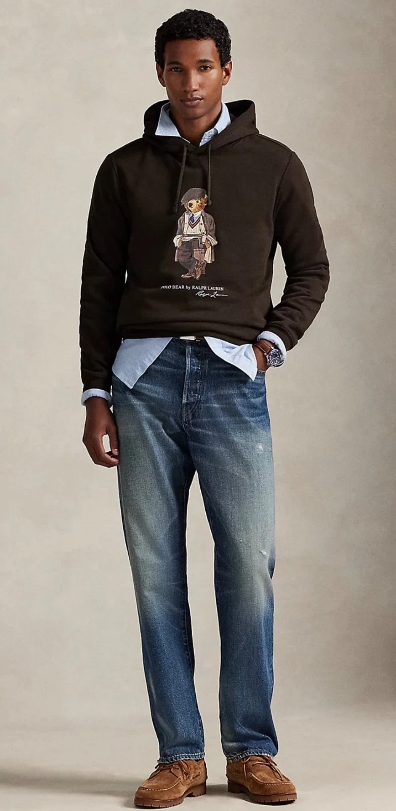 NWT Polo Ralph Lauren Brown HERITAGE BEAR Fleece Hoodie Sweatshirt image 5