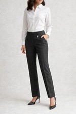 Pantaloni Donna Emanuela Costa Milano TG 48 Gessati Grigio Eleganti Made in...