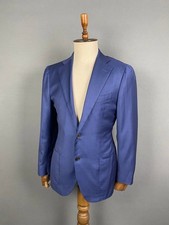 SuitSupply Mens Blazer Coat Size 50 Blue Vitale Barberis Canonico Long Sleeve