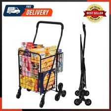 Grocery Shopping Cart with 360  Rolling Swivel Wheels Stair Climber Utility Cart