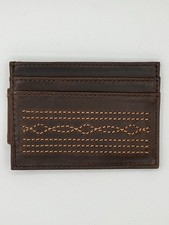 Justin Boot Stitch Country Western Genuine Leather Magnetic Clip Card Wallet NIB