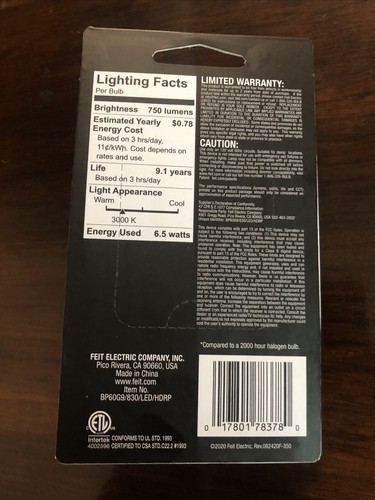 Feit Electric LED G9 Light Bulb, Bright White 6.5 W Dimmable 5x Longer BP60G9 - Picture 2 of 4