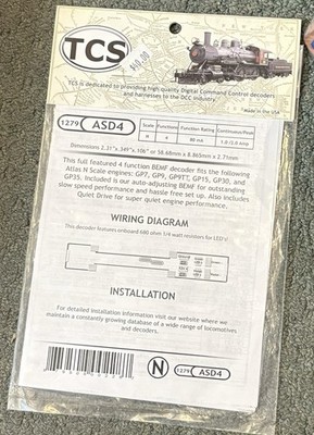 TCS  -  N-scale drop-in decoder  #1279  ASD4