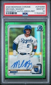 2020 BOWMAN CHROME PRSPCT AUTOS GREEN REFRACTOR MICHAEL MASSEY 20/99 PSA 10 AUTO