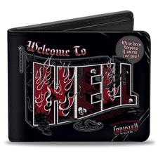Bi-Fold Wallet Supernatural WELCOME TO HELL Flames/Skulls/Chains Black/Gray/Red/