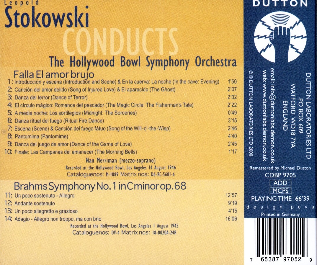 Leopold Stokowski Conducts Le Amor Brujo (CD, Oct-2000, Dutton