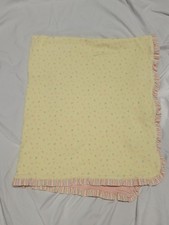 Gymboree Countryside Baby Blanket Strawberry Flower Pink Yellow Ruffle Trim 96