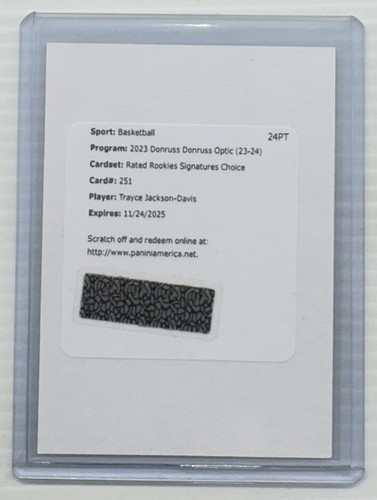 2023-24 Panini Donruss Optic Trayce Jackson-Davis Rated Rookie Choice Auto #251