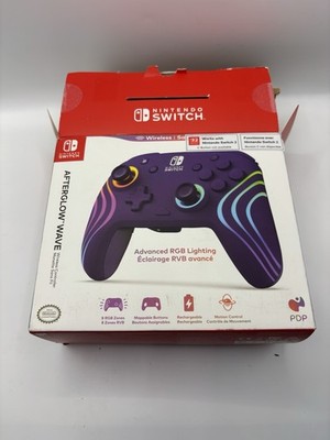 Nintendo Switch PDP Afterglow Wave Wireless Controller RGB Purple Open Box