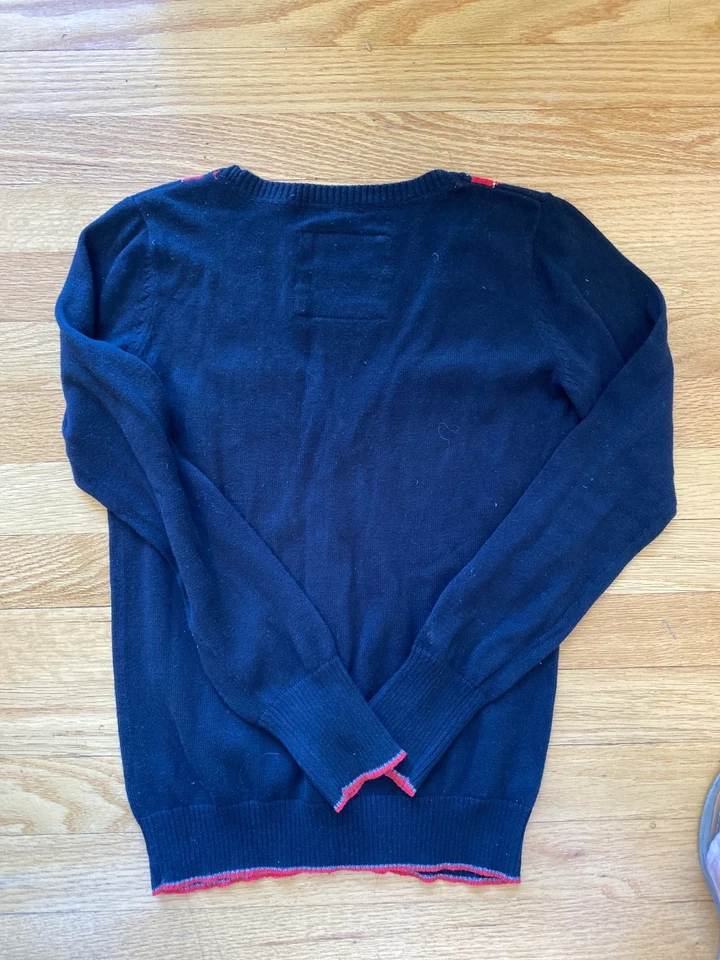 Girls Justice Black/ Red/ White/ Gold Argyle Sweater Size 12 Holiday Style - Image 4 of 4