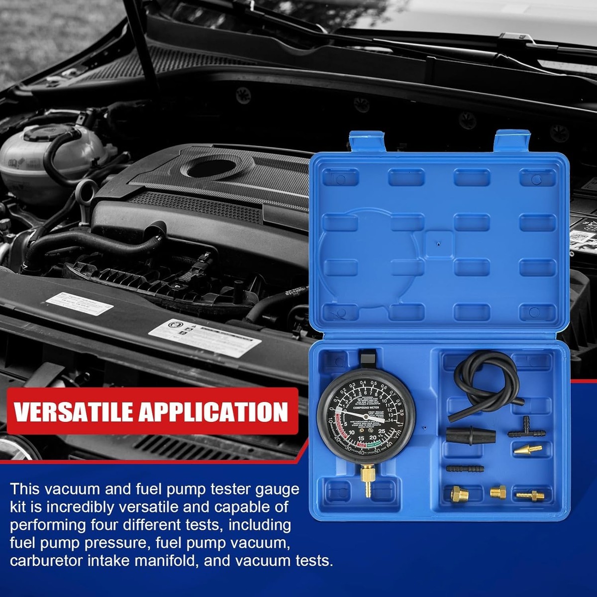 Vacuü en Brandstofpop Tester Gauge Kit Keenso Auto otor