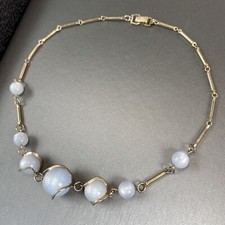 Vintage Necklace Moonstone Moonglow Cab Estate Jewelry Pre-Owned Wrapped Bead