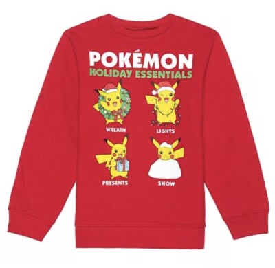 Red Sweatshirt Pikachu Pokemon Christmas Sweatshirt Pikachu Red