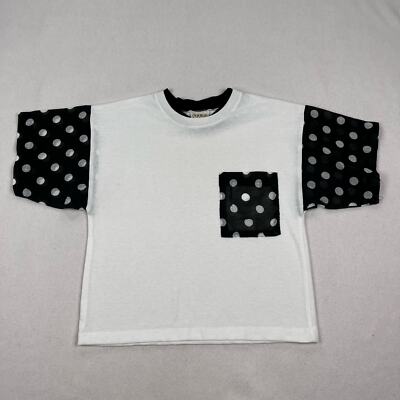 Vintage New York Knit Works Shirt Size Medium White Black Polka Dot Short Sleeve