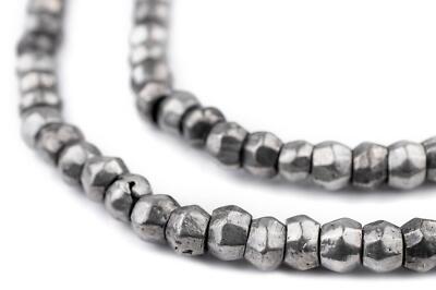 Silver Mursi Ring Beads 8mm White Metal Large Hole 16 Inch Strand