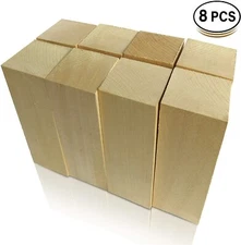 8 Pcs, Basswood 6x 2x 2 Block Premium Unfinished Soft Wood Block- Free Shipping
