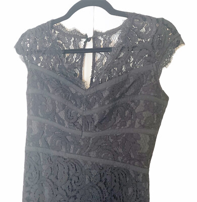 princess polly baby blue dress Adrianna Papell Adrianna Papell Dress Women 16 Black Lace Bodice Banded Sheath  Lace Sleeves Cocktail main image 1