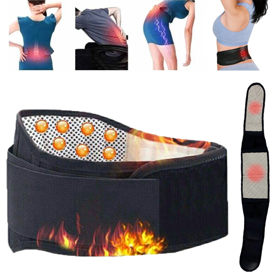 Self Heating Magnetic Back Support Lower Lumbar Brace Adjust Belt Pain Relief