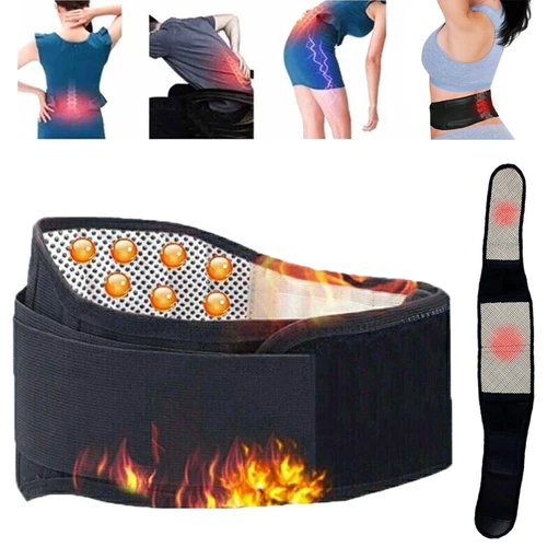 Self Heating Magnetic Back Support Lower Lumbar Brace Adjust Belt Pain Relief