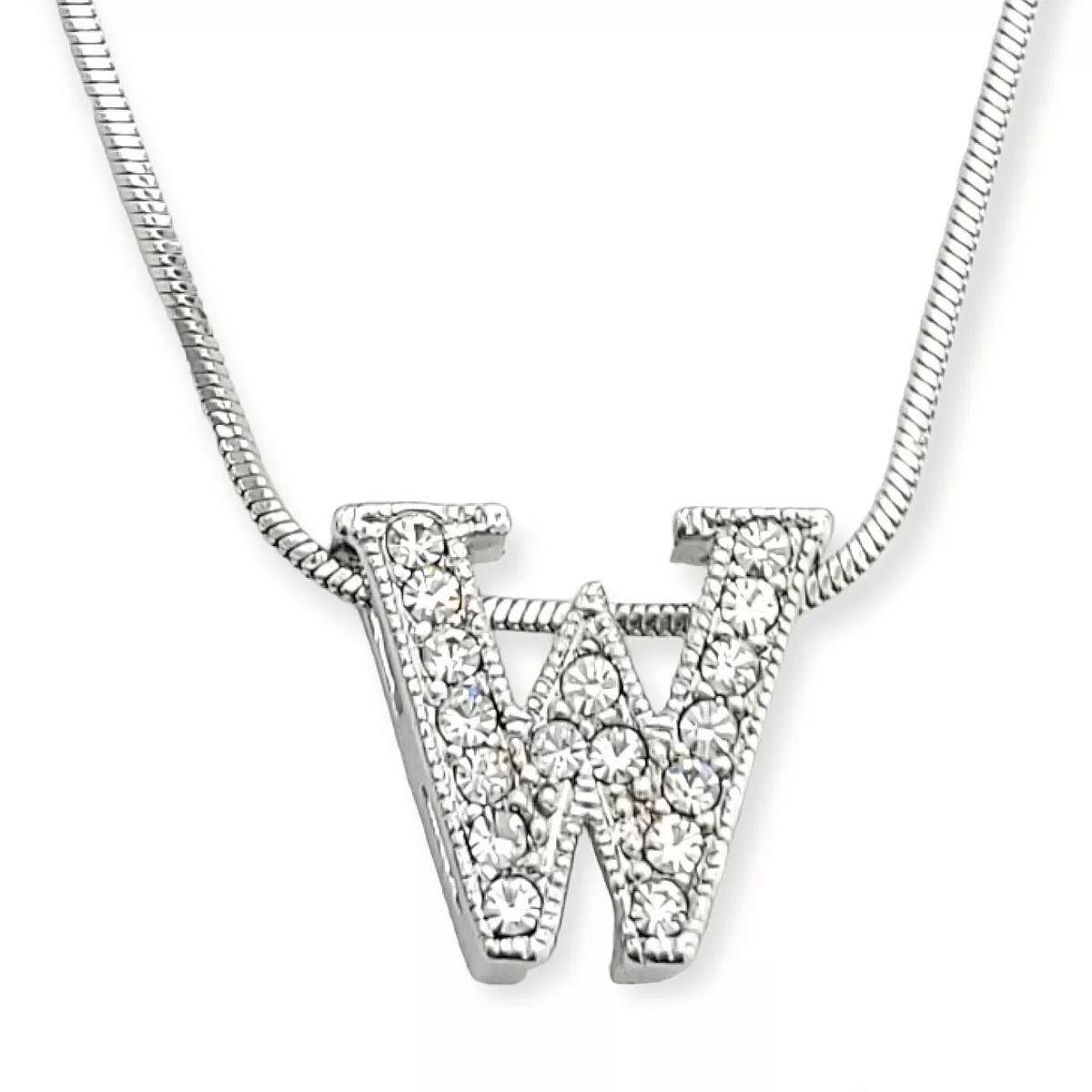 W Letter Pendant Made With Swarovski Crystal Initial New Necklace