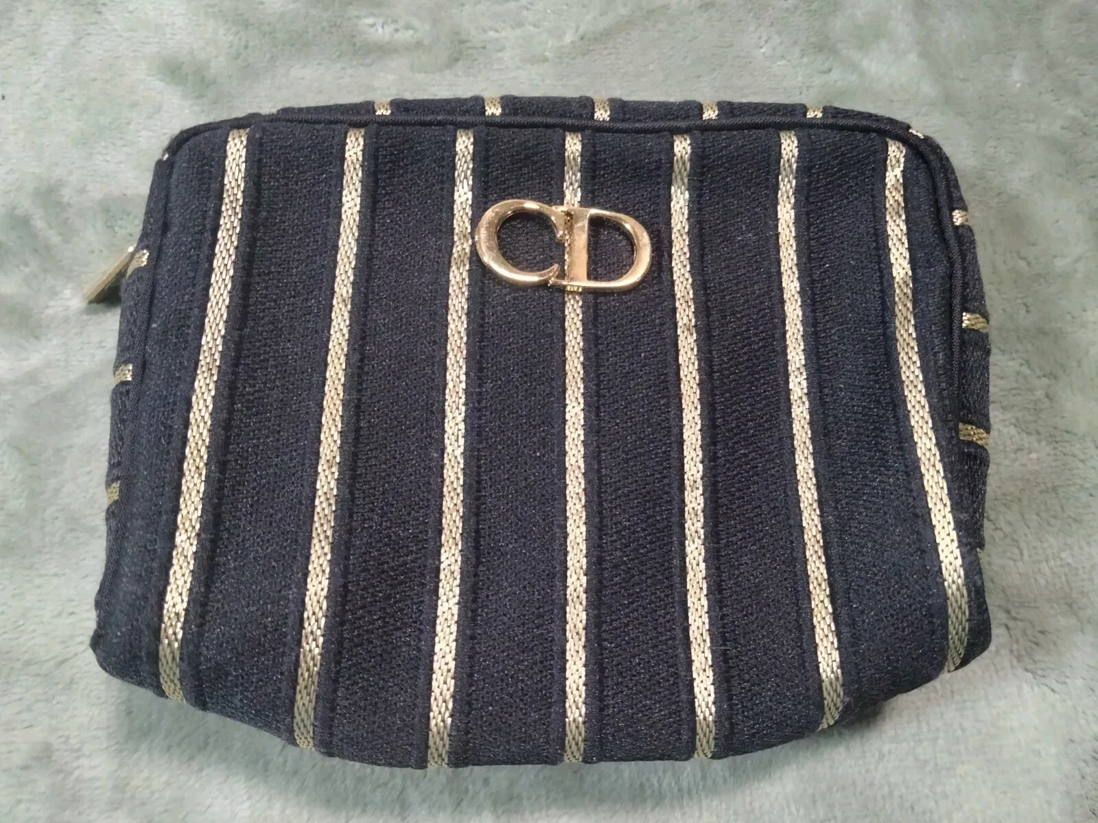 Sac pochette cosmétique toile trotteur Christian Dior/or/noir