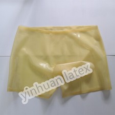 Transparent Latex Boxer Panties with Sheath Shorts Rubber Underwear for Men