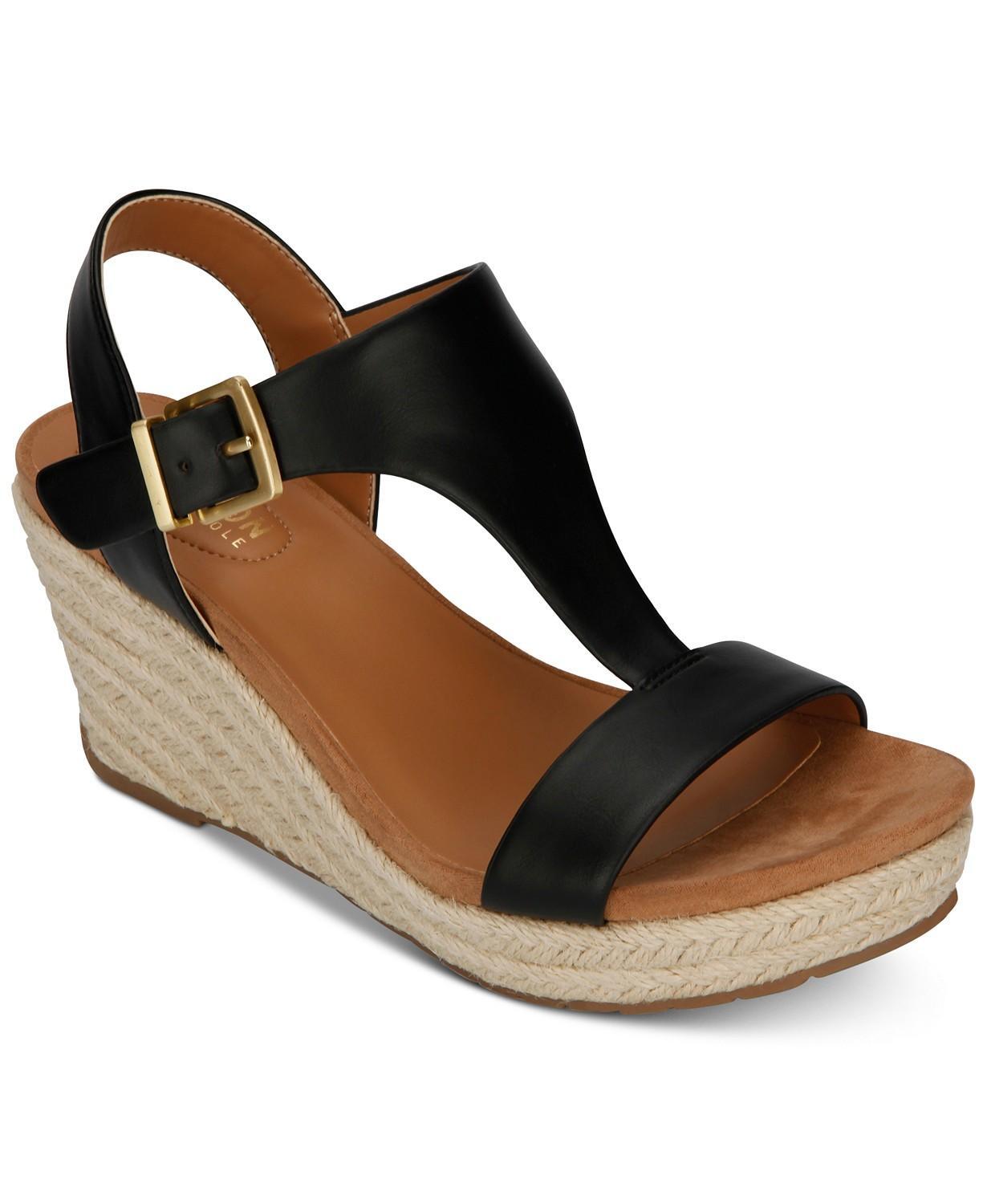 Kenneth Cole Reaction Card Wedge Black Smooth, Women's, Size: 5