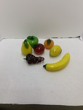 Set of 7 Art Glass Fruit Lemon,pear,banana,2apples,grapes orange