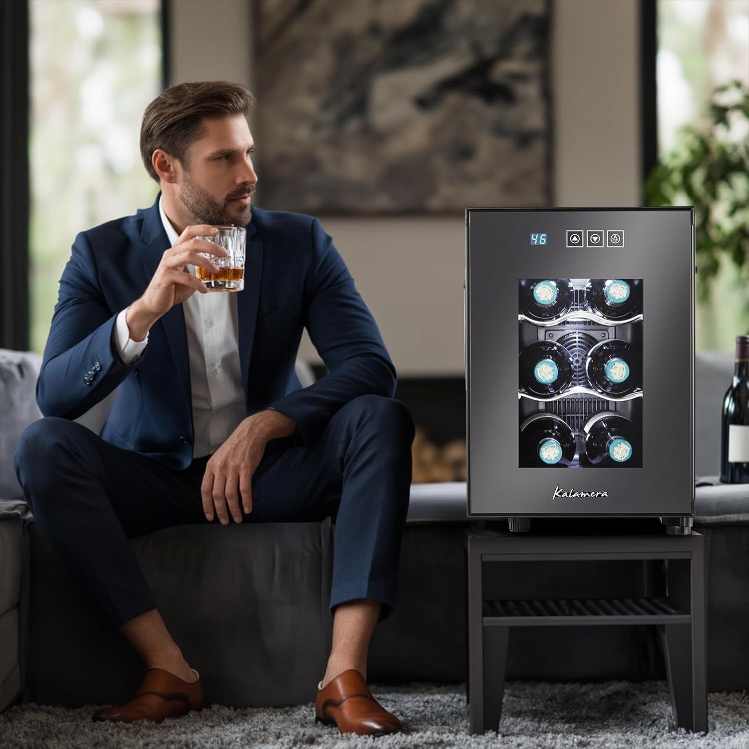 6 bottles of small wine capacity mini refrigerator 46-66°F temperature control