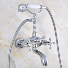 Wall Mount Chrome Brass Bathtub Faucet Set with Handheld Shower Mixer Tap 2tf813