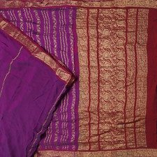 Vintage Purple Saree 100 Pure Cotton Zari Handwoven Sari 5YD Decor Craft Fabric