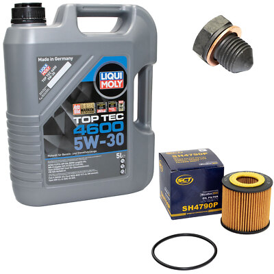 Motoröl Set 5W-30 5 Liter + Ölfilter SH 4790 P + Schraube für Seat Ibiza VW Polo