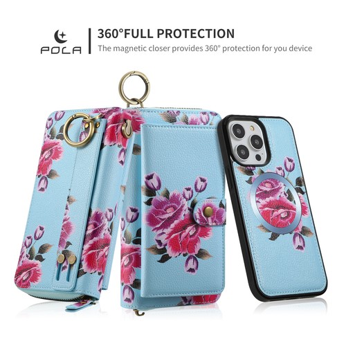 For iPhone 15 14 13 12 11 X 8 7 Pattern Zipper Wallet Magsafe RFID Blocking Case - Picture 52 of 65