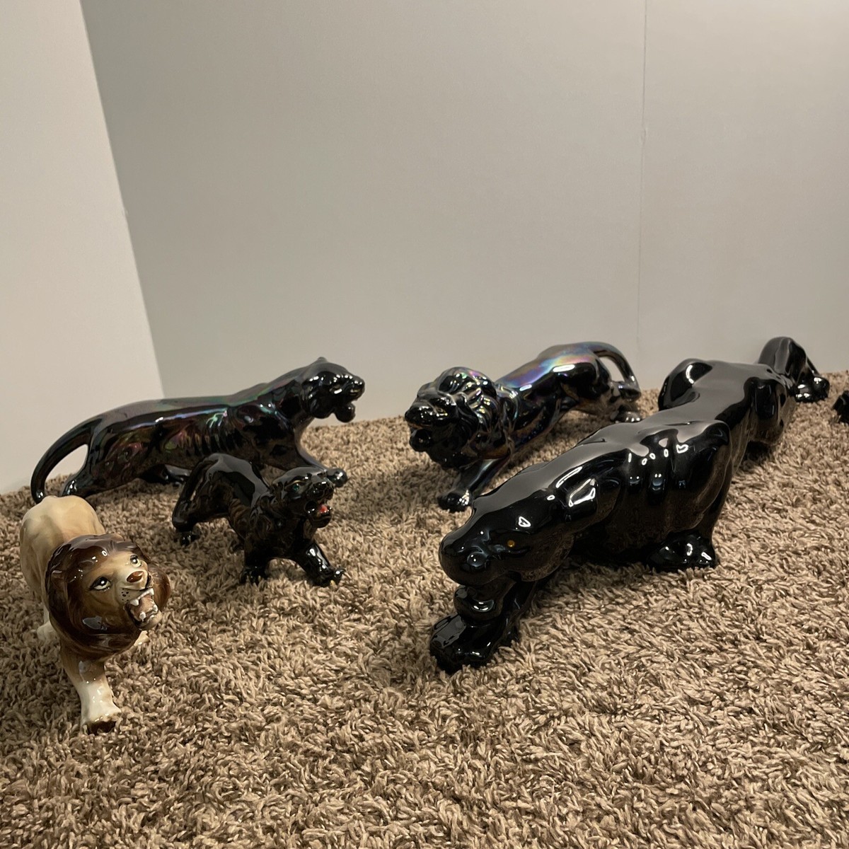 アメリカン50'sブラックパンサーペアミッドセンチュリー Vintage Ceramic Black Panther Ceramic Figurine Set Mid