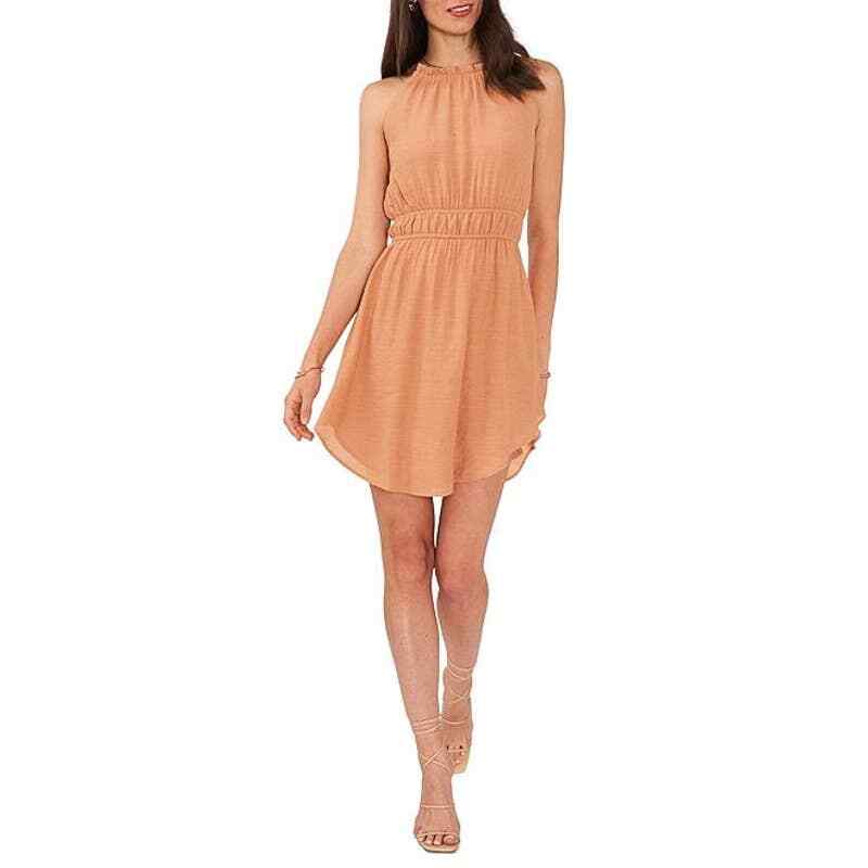 high neck burnt orange dress 1.State High Neck Mini Dress in Burnt Orange Sleeveless Women's Size S NWT