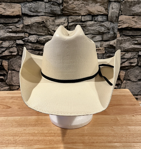 Cody James Men's 7 1/2 Straw Cowboy Hat Natural Black Tie Sweatband Eyelet Vents - Picture 8 of 8